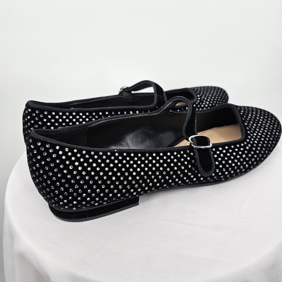 Kelly & Katie Black Velvet Ballet Flats with Rhinestones Size 11 - Picture 4 of 8